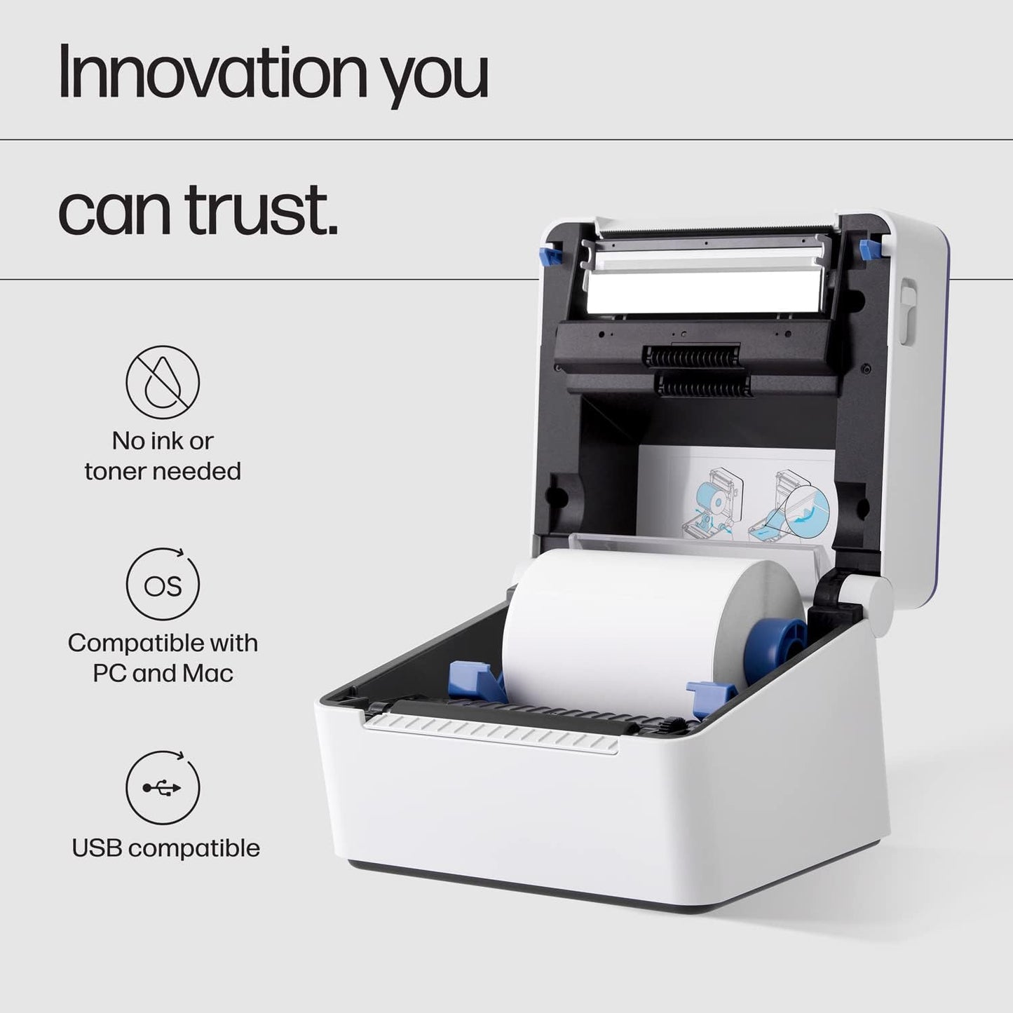 HP Shipping Label Printer 4x6 Commercial Grade Direct Thermal, Compact & Easy-to-use, High-Speed 300 DPI Printer, Barcode Printer, Compatible with Amazon, UPS, Shopify, Etsy, Ebay, ShipStation & More