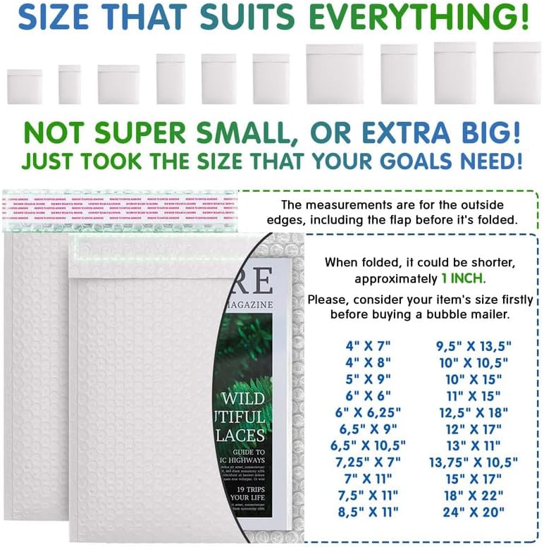 White Poly Bubble Mailers 6.5 x 9 Inch. Pack of 500 Padded Envelopes Waterproof. Self Seal Padded Mailers with Durable Seams. Lightweight Padded Shipping Envelopes for Mailing Fragile Things