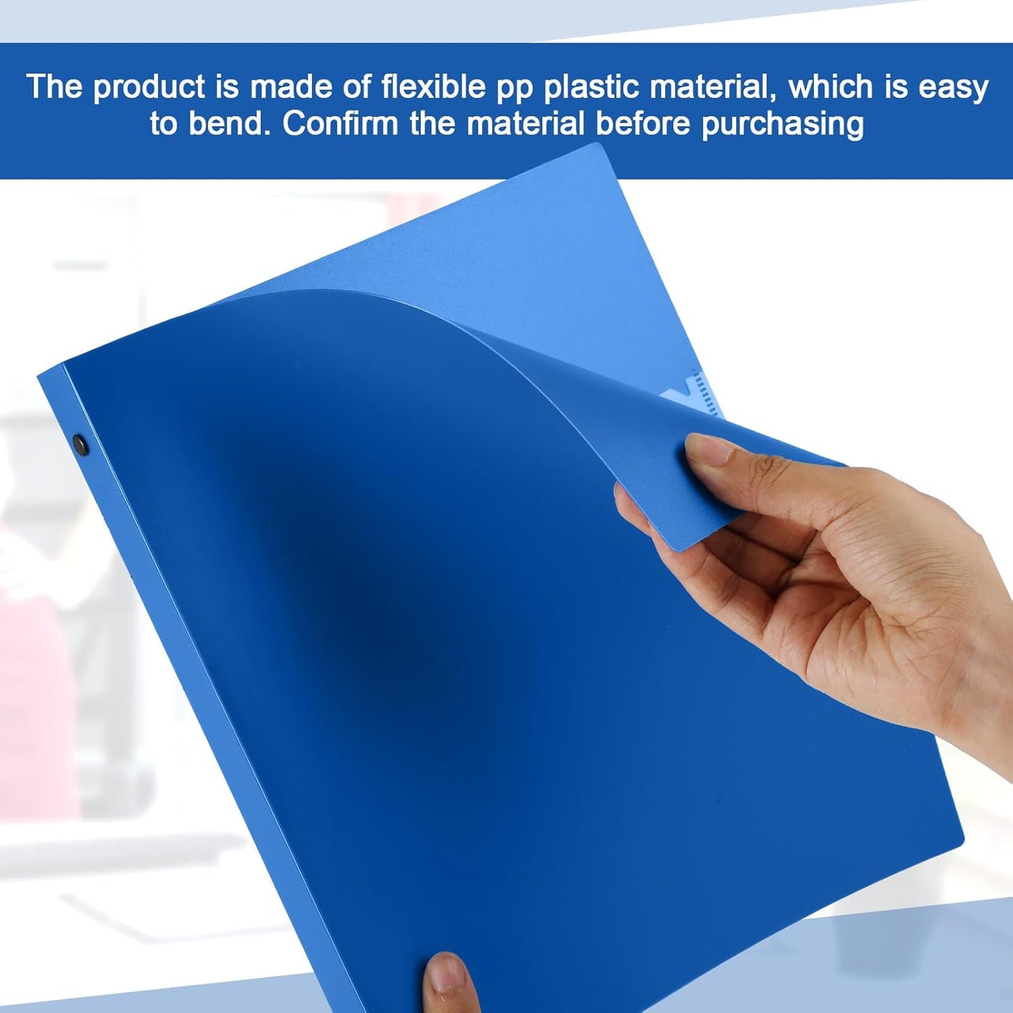 Henoyso 36 Pcs 3 Ring Binder 1/2'' Round Fits Letter Size 8. 5'' x 11'' Paper Plastic Flexible Binder Holds 100 Sheets with 1 Pockets Versatile Organizer for Office Home School (Blue)