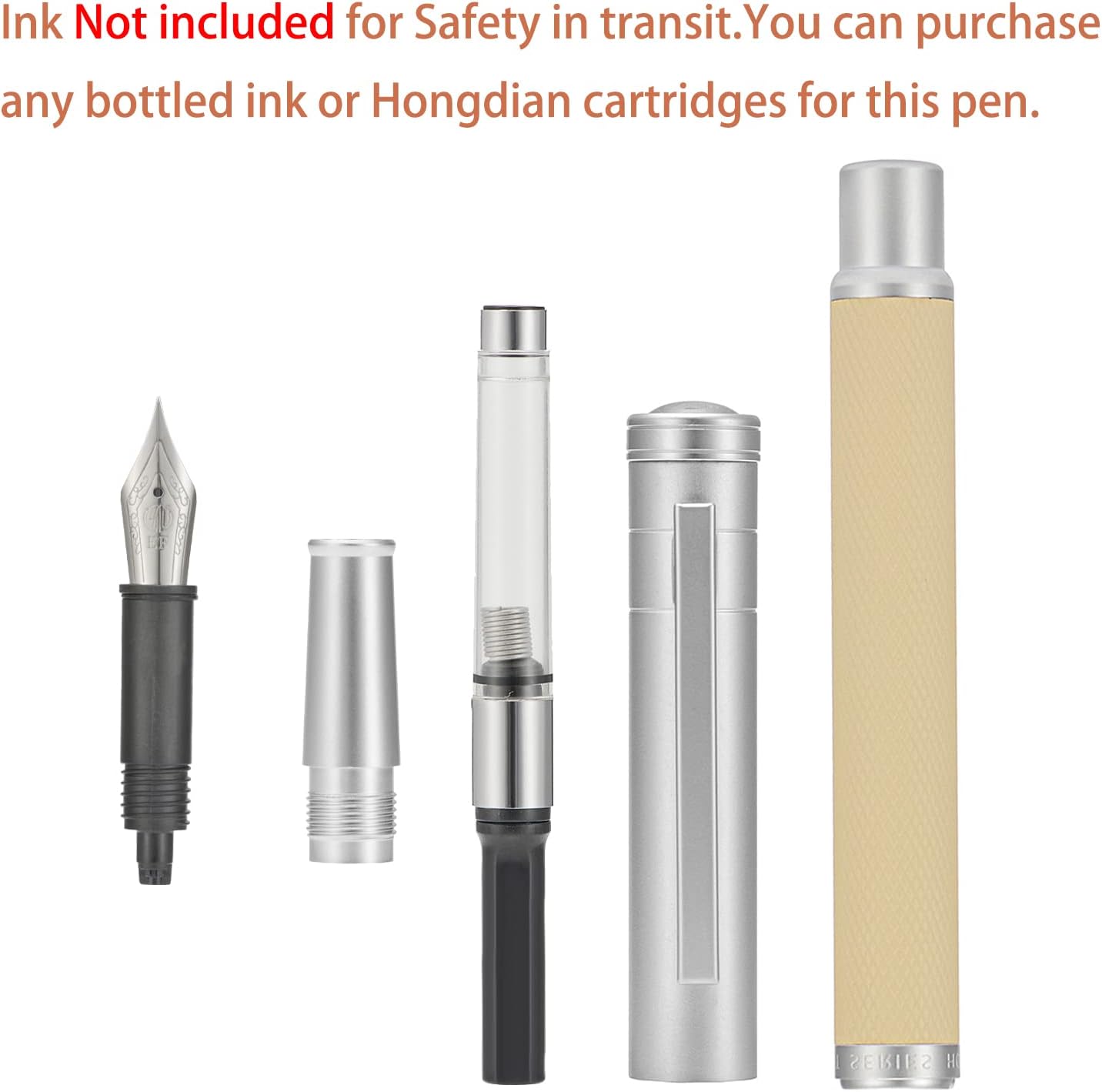 Hongdian White Forest Fountain Pen Blade Nib Classic Design Calligraphy Pen with Converter and Metal Pen Case Set