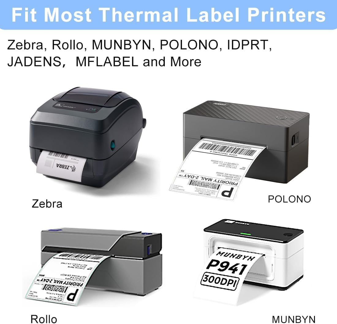 Shipping Labels, 4x6 Thermal Labels Pack of 1000 Perforated Shipping Label Papers, FanFold Thermal Printer Label Compatible with Rollo, Zebra, Nelko Direct Printer, Sticker to Write on