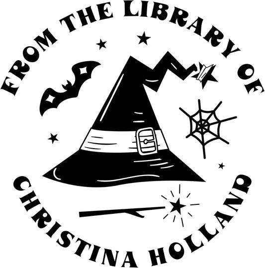 from The Library of Embossers & Stamps for Fantasy Book Readers | Custom Embosser | Custom Stamp | Ex Libris | Elevate Your Fantasy Collection of Stories and Novels (Design 20, Wood Hand Stamp)