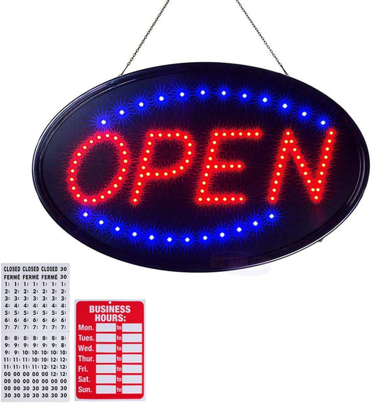KEBE LED Open Signs for Business, Ultra Bright High Visibility Advertisement Board Electric Display Sign for Bar Hotel Shop Window Glass Door, 19"x10"