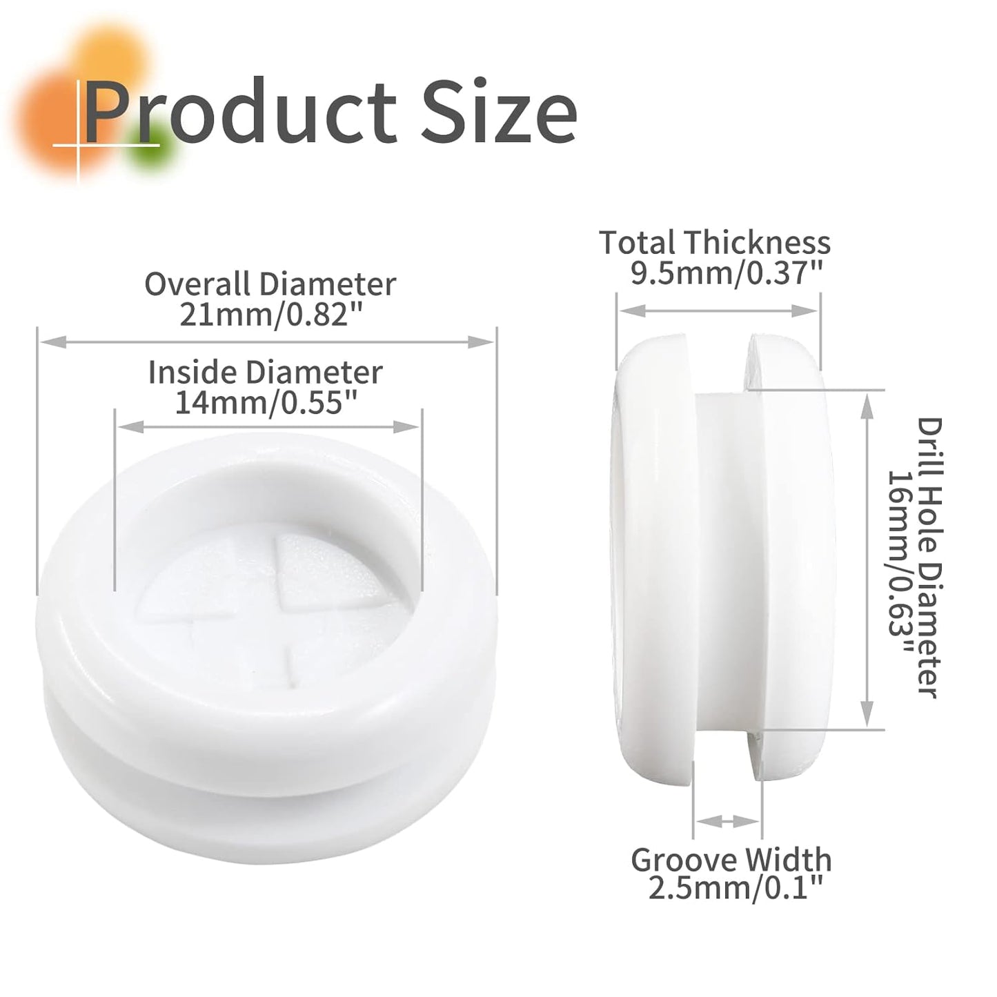 24 Pack Rubber Grommets 1/2" Inside Diameter 5/8" Drill Hole, Firewall Plug Grommet Rubber Grommets Wire Protection, Double Sided Round (White)