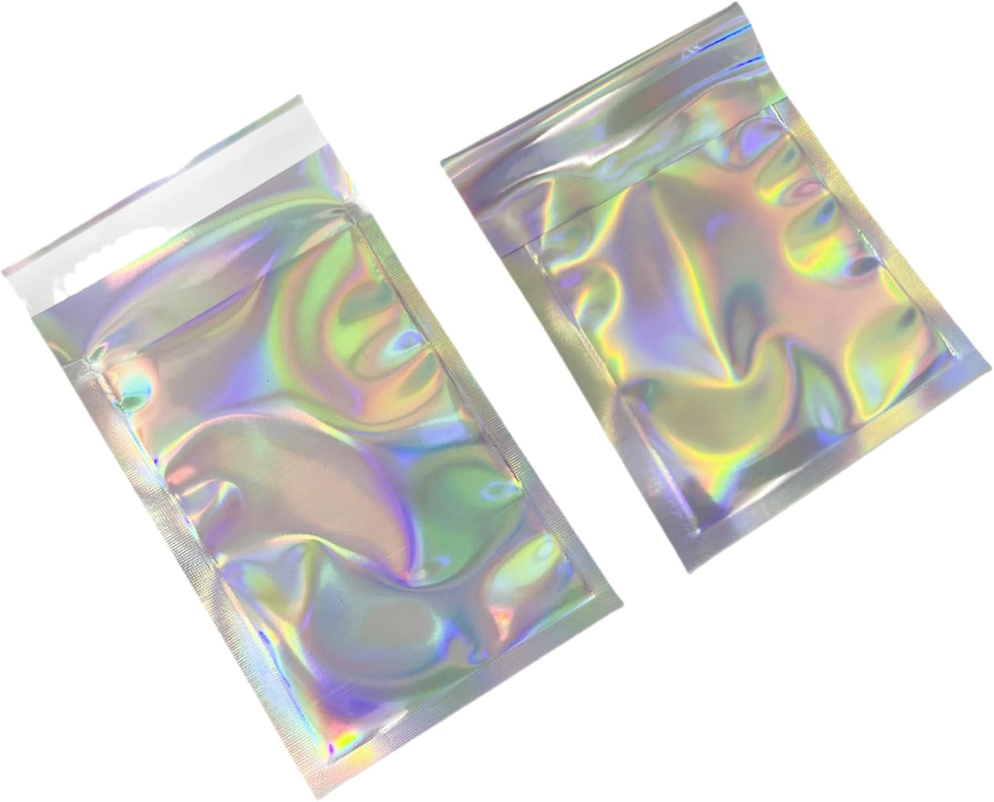 PABCK 100 Pack 3.54x5.12+1.18 inch Holographic Metallic Poly Mailers Self Sealing Packaging Aluminum Foil Glitter Bags Shipping Envelopes Mailing Storage Pouches for Shipping Packaging
