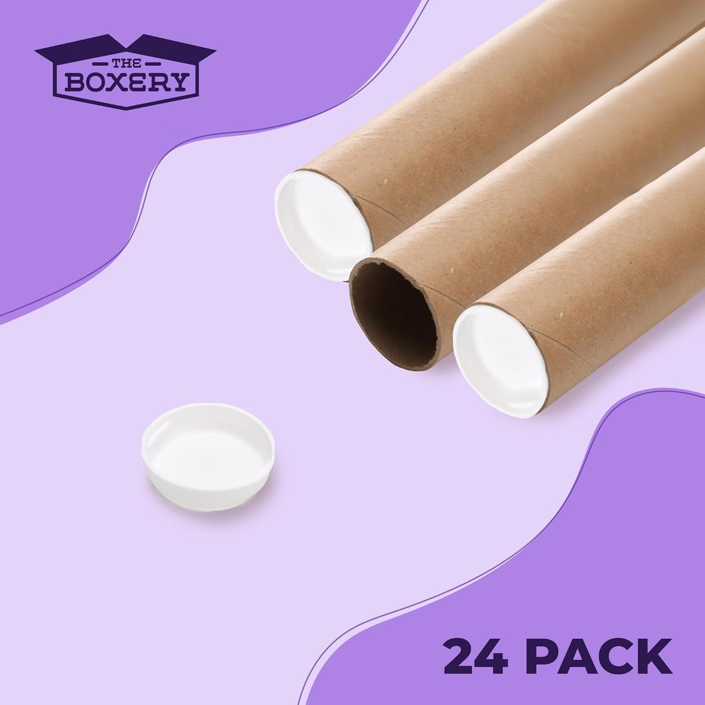 The Boxery Brown/Kraft Shipping, Storage, Posters, Arts, Crafts, Documents, Mailing Tubes 3 inch x 12 inch - 24 PACK, Made in the USA, Reusable and Recyclable
