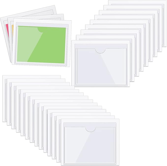 Outus 200 Pack 3.1 x 3.9 Inch Self Adhesive Label Pockets Bulk Plastic Labels - Image 8
