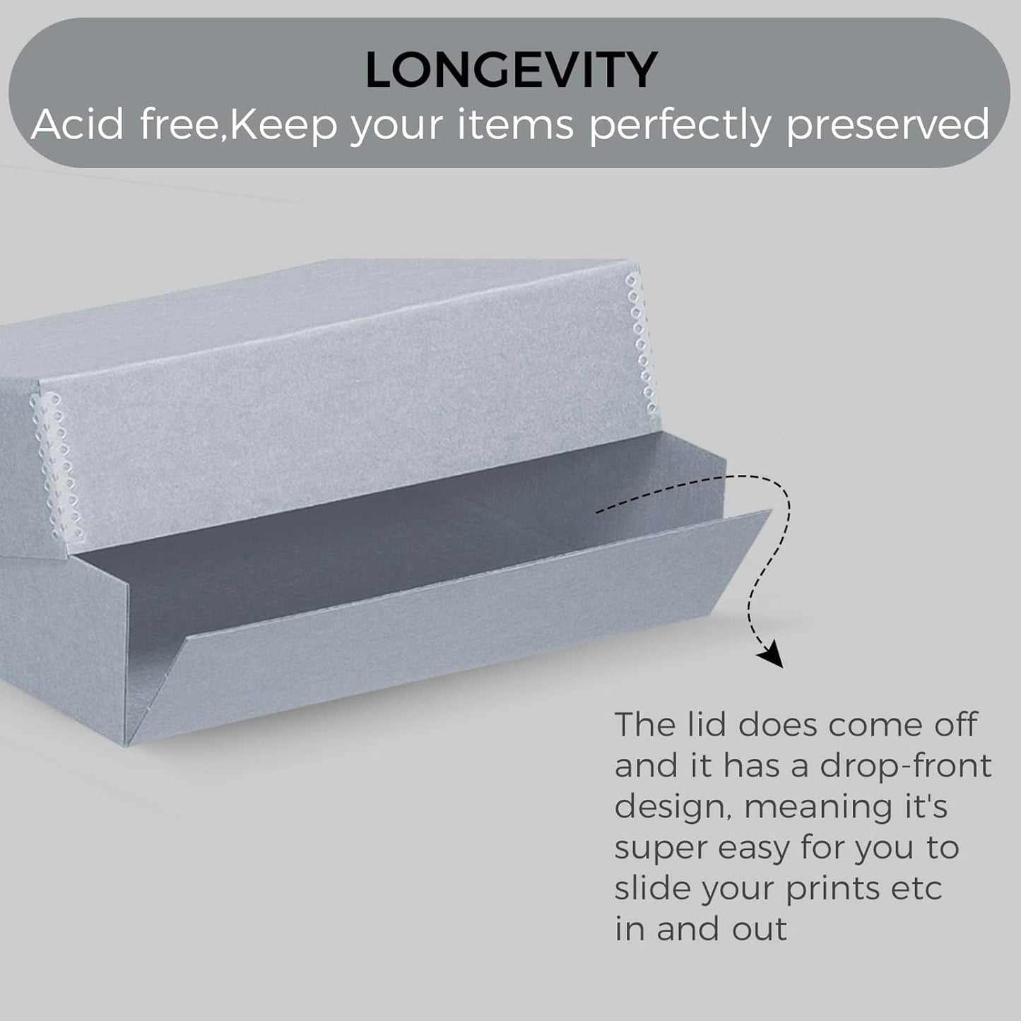 Lineco, Archival Storage Box, Museum Preservation Organizer with Drop Front Design, Acid-Free with Metal Edge, Preserves Picture Longevity, Photos, Documents, Crafts, DIY, 11x14, Pack of 2