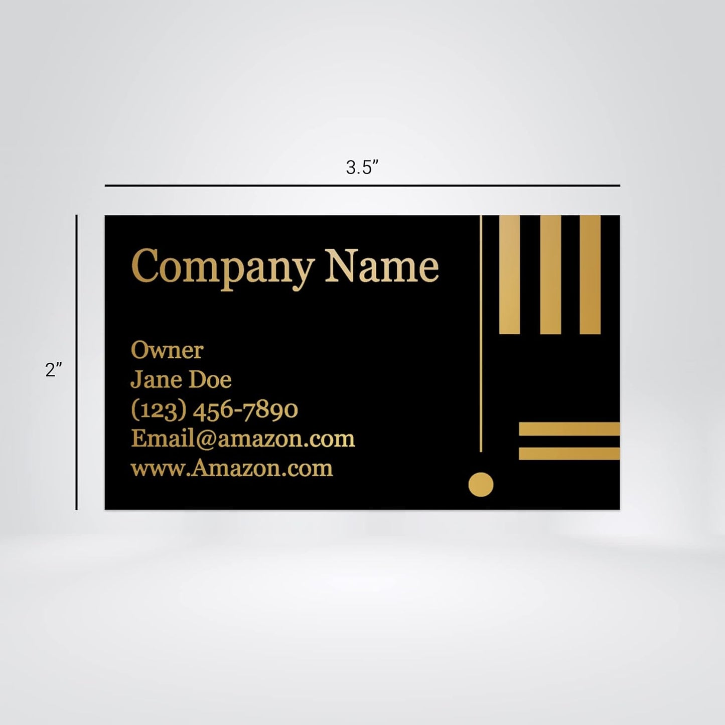 Personalized Black Business Cards 100 Pack - 3.5" x 2" Cards - 14 PT Thick - Unique Shiny Gold Foil - Made in the U.S.A. (Gold Concept)