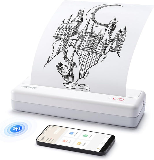 iDPRT MT890 Series Portable Thermal Printer, Suitable for Paper Rolls (White)