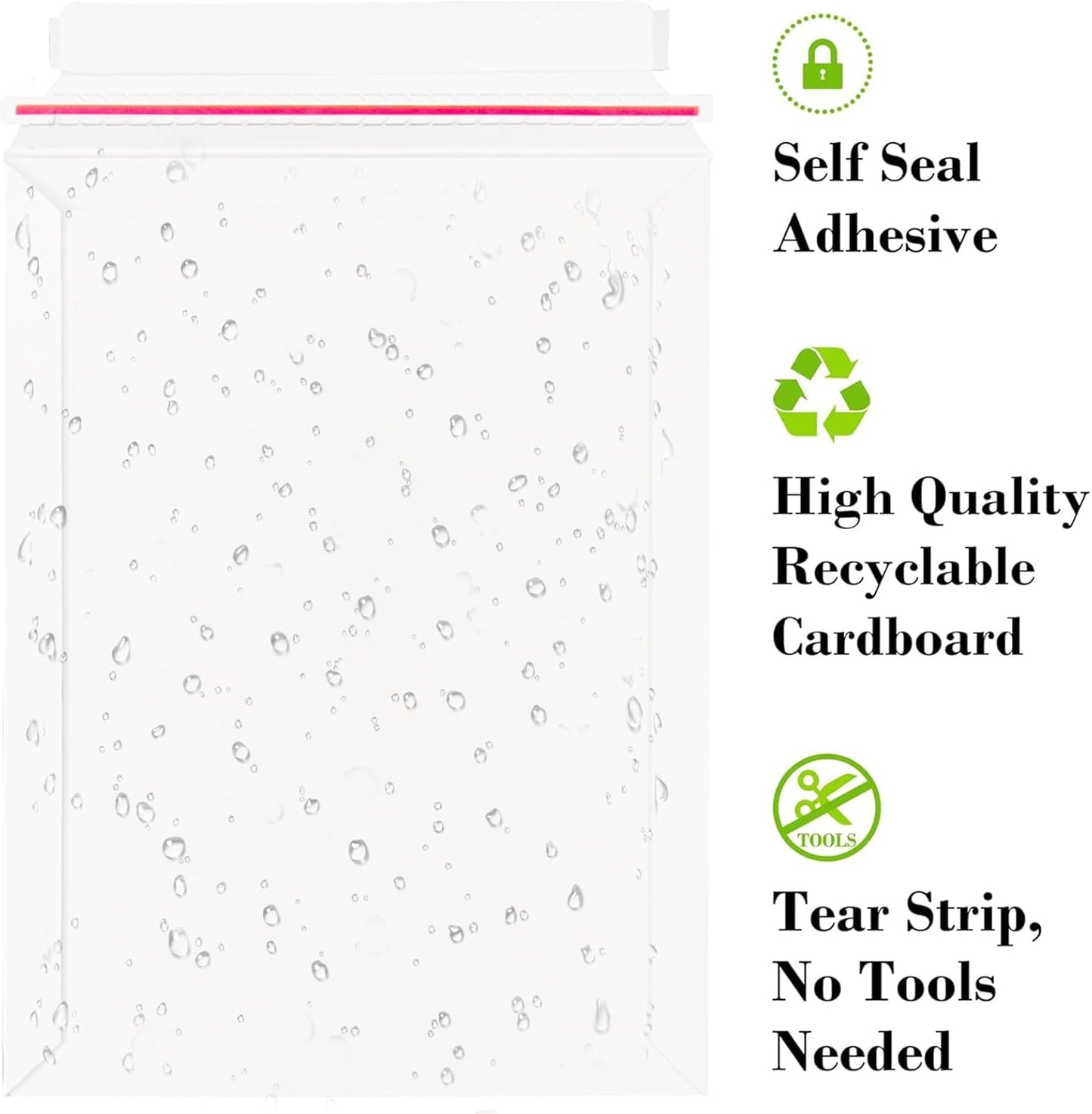 700 GSM Rigid Mailers 9x12, 25 Pack Thick Self Adhesive Stay Flat Cardboard Envelopes for Shipping Photos, Documents, Collectible Trading Cards