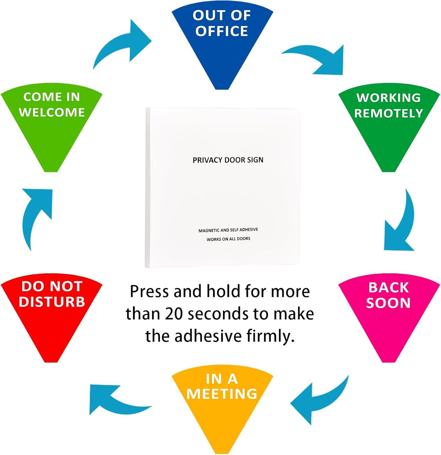 Office Door Sign,Do Not Disturb/Come in Welcome/Out of Office/in a Meeting/Back Soon/Working Remotely Sign, Privacy Door Indicator That Lets Others Know Whether You're Available Or Not (6inch,Dark Blue)