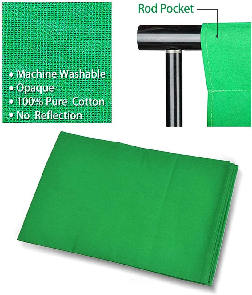 SLOW DOLPHIN Photo Background Support System with Backdrop Stand Kit, 100% Pure Muslin 6.5 Ft x 10 Ft Chromakey Green Screen Backdrop,Clamp, Carry Bag for Photography Video Studio