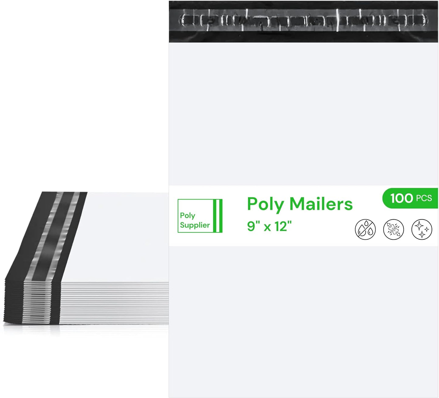 White Poly Mailers 9x12 Inch 100 Pcs, Self Adhesive Shipping Bags, Waterproof Poly Mailers, Glossy Finish, Packaging, Mailing Bags, Poly Bags for Shipping