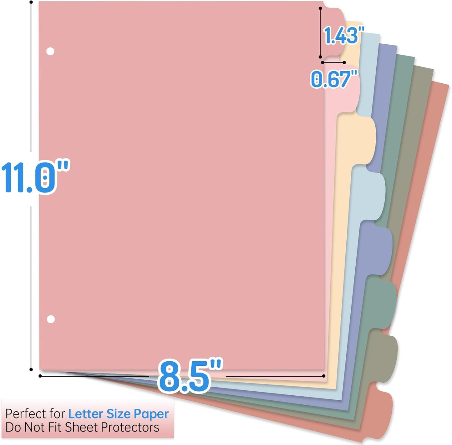 Forvencer 8-Tab Binder Dividers with Tabs, Big Tabs, Write&Erase Plastic Dividers for 3 Ring Binder, Binder Tabs for Organizers, 3 Ring Binder Dividers with Tabs for School Office (Muted, 2 Set)