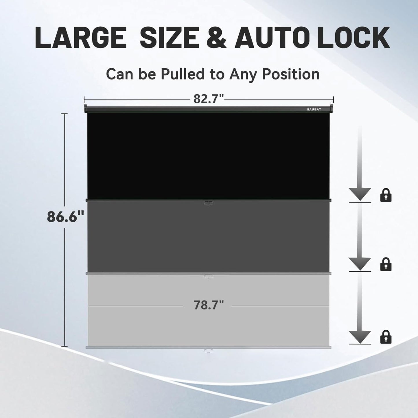 RAUBAY Retractable Pull Down Black Screen Backdrop - 78.7" x 86.6" Collapsible Wall-Mount Background for Professional Video Production, Photography, TikTok and Video Conferencing