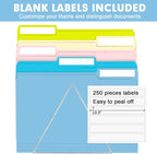 File Folder, RAZCC 250 Pack Colored File Folders, 1/3 Cut Tab File Folder - Image 3