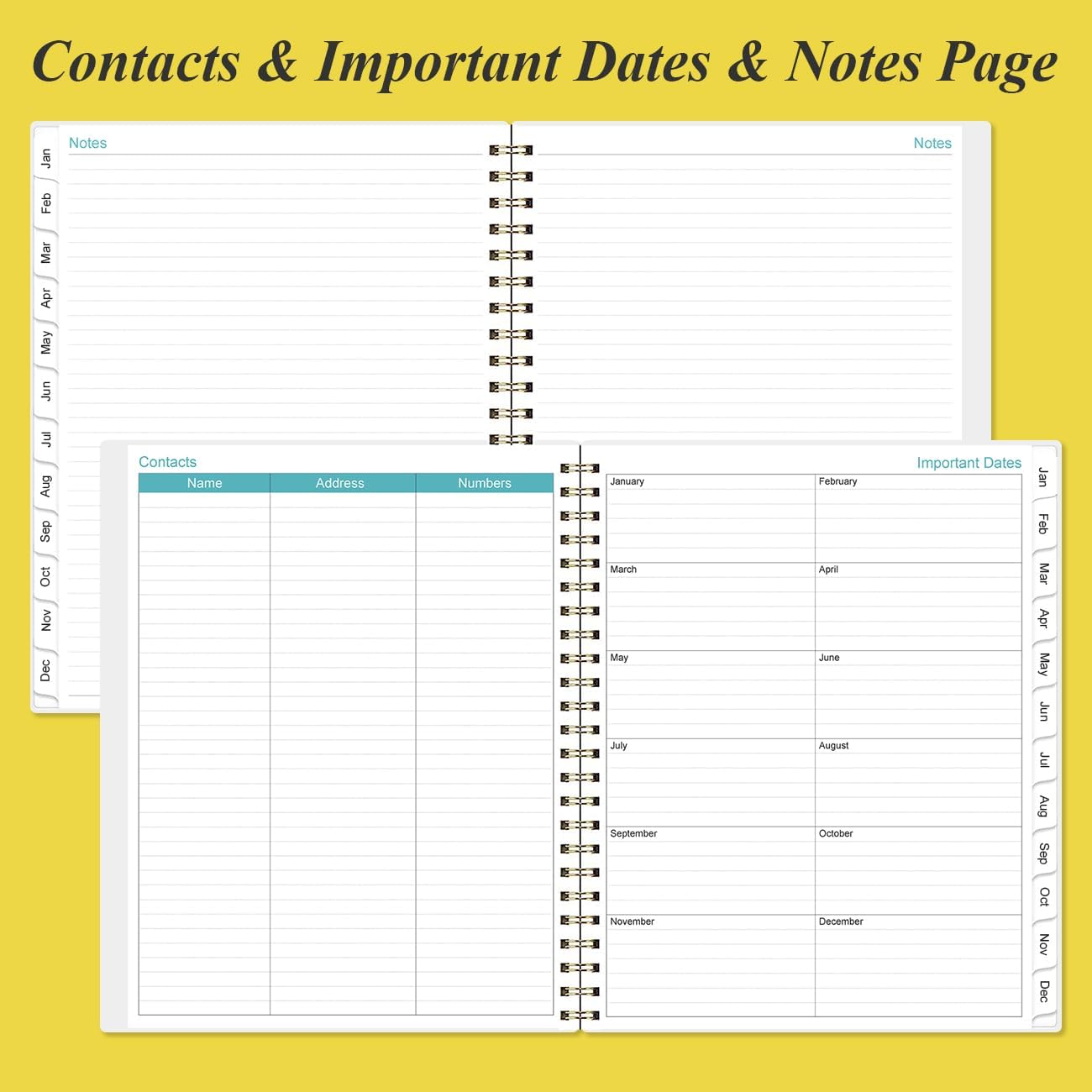 2025 Planner - Planner 2025 from January 2025 to December 2025 with 12 Monthly Tabs, Flexible Cover, Inner Pocket, 8.5" x 11", Yellow