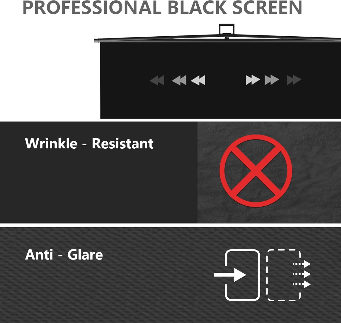 【Easy Set Up】 RAUBAY 59.8 x 82.7in Collapsible Black Backdrop Screen Portable Retractable Panel Photo Background with Stand for Video Conference, Photographic Studio, Streaming