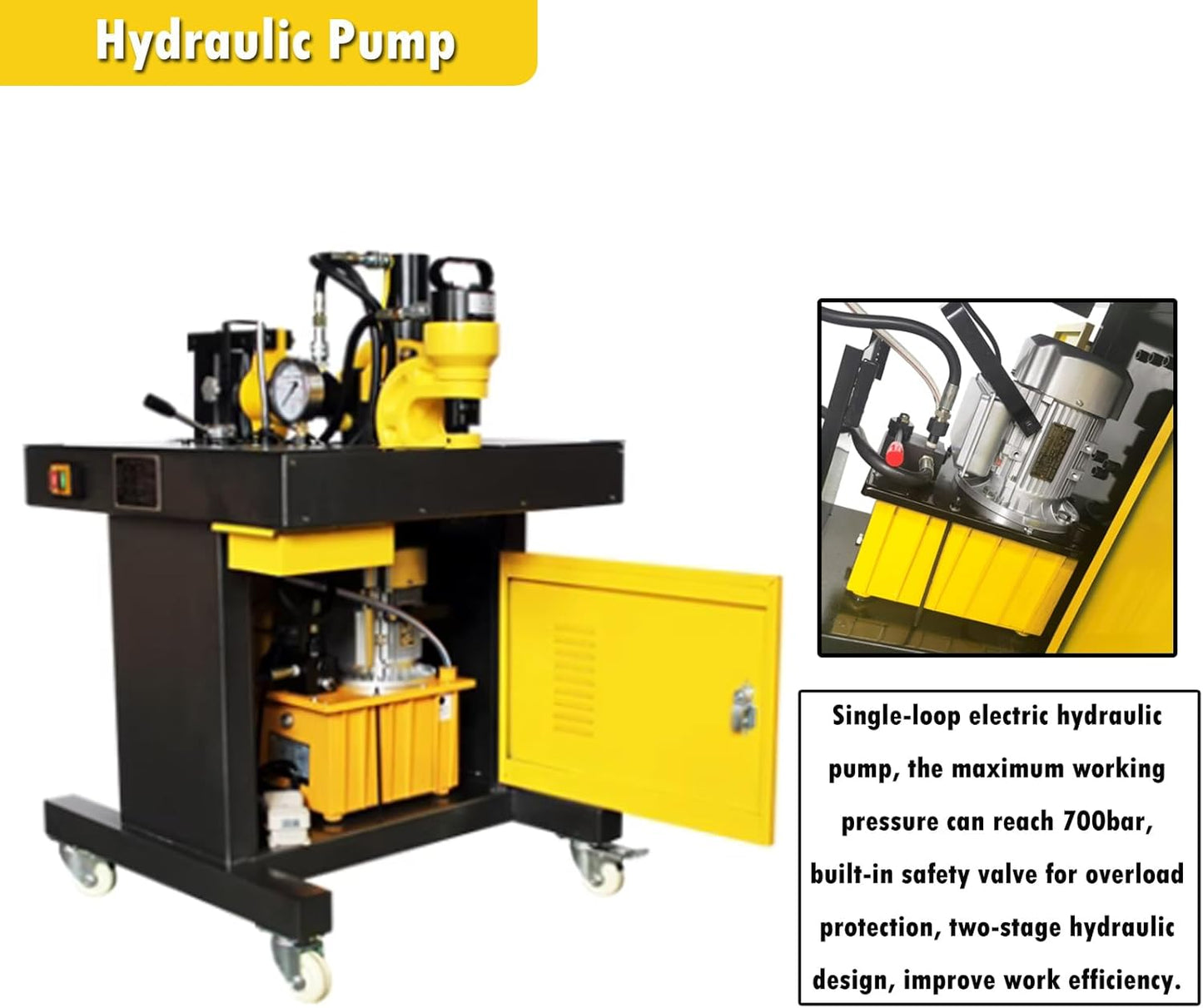 INTSUPERMAI 3 in 1 Busbar Processor Machine Hydraulic Punching Bending Cutting Machine Copper Busbar Processor Cutting, Punching, flating bend110V