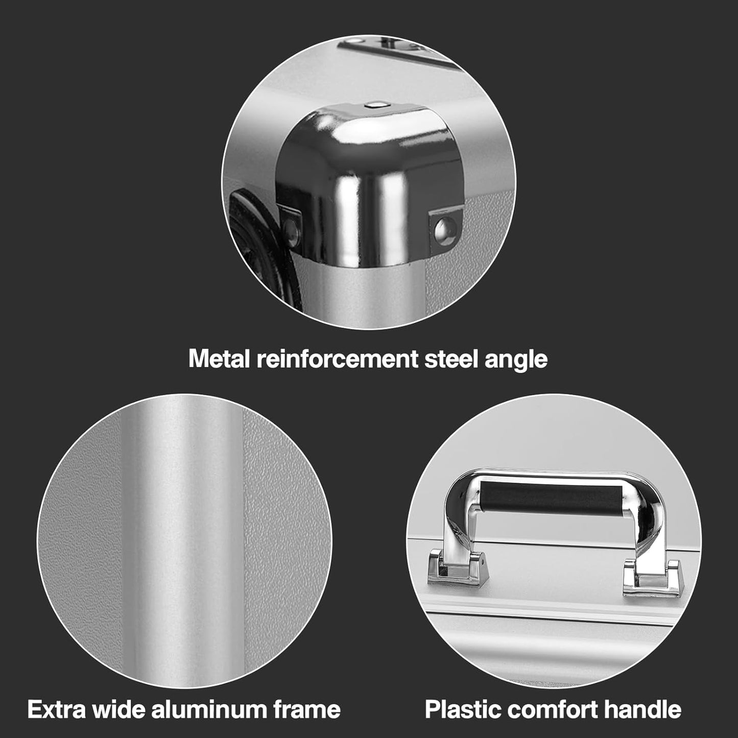 Combination Lock Box - Locking Storage Case with Customizable Foam, 14.2" Portable Lockable Case for Personal Items, Valuables, Documents, Briefcase for Jewelry, Cash, Medications, Silver