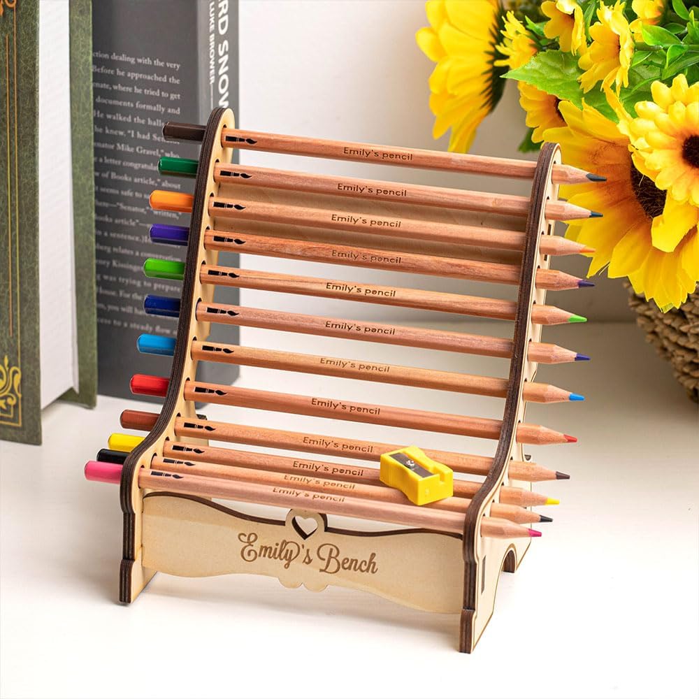 Desk Name Plate Personalized Name 12 Coloring Pencils Bench Name Plate For Desk Custom Teacher Desk Name Plate Student Painting Home Room Decor Gifts For Son Daughter