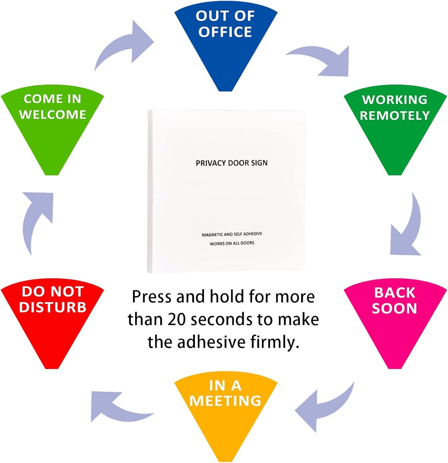Office Door Sign,Do Not Disturb/Come in Welcome/Out of Office/in a Meeting/Back Soon/Working Remotely Sign, Privacy Door Indicator That Lets Others Know Whether You're Available Or Not (6inch,Black)