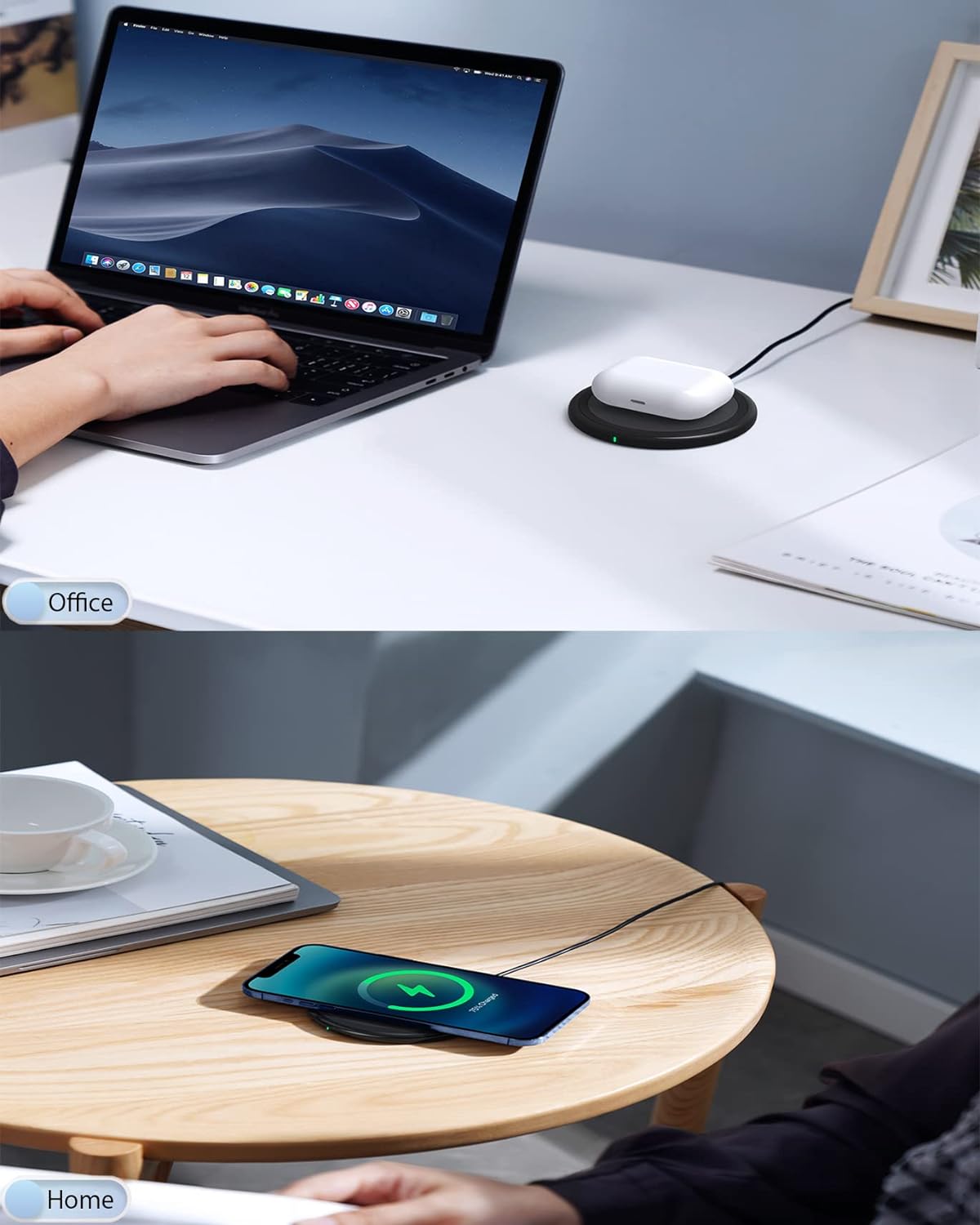 Wireless Charger, 15W Max Fast Wireless Charging Pad 2-Pack Compatible with iPhone16/16Plus/16Pro /16ProMax/iPhone15/15Pro/15Plus/14/13/12/Samsung S24 /S24Ultra/S23Ultra/S22/S21,AirPods Pro 2