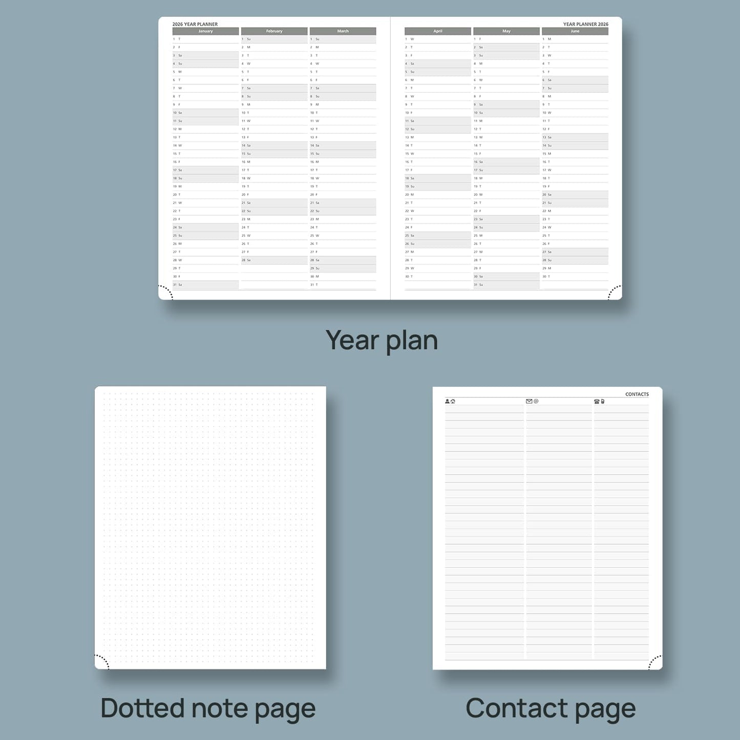 POPRUN Planner 2025-2026 (Large 8.5''x 10.5''), Horizontal Weekly Notebook Jul.2025 - Jun.2026, Academic Appointment Book with Monthly Tabs, Leather Hardcover, Inner Pocket, 100 GSM - Army Green