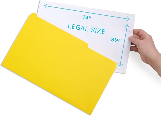 Blue Summit Supplies Yellow Legal File Folders, 1/3 Cut Tab, Legal Size - Image 2