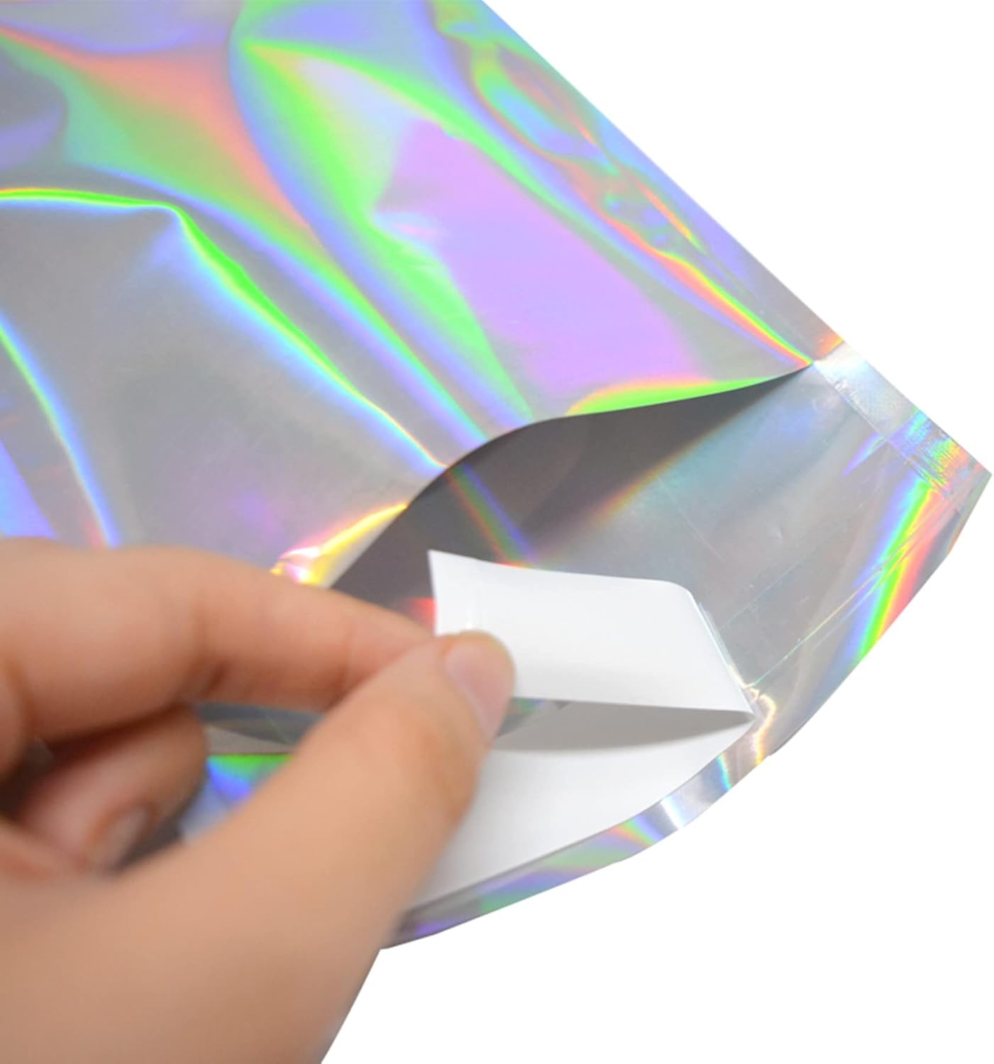 PABCK 100 Pack 4.5×6.5+1.57 inch Holographic Metallic Poly Mailers Self Sealing Packaging Foil Glitter Bags Shipping Envelopes Mailing Storage Pouches for Shipping Packaging