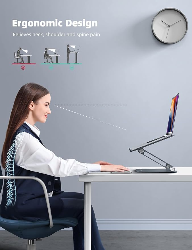 Lamicall Adjustable Laptop Stand, Portable Laptop Riser, Aluminum Laptop Stand - Image 2