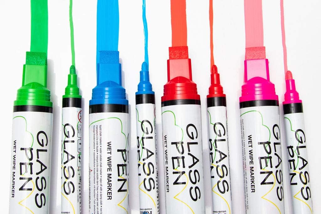 Glass Pen Window Marker: Liquid Chalk Pens for Glass, Whiteboard Markers with Washable Paint - Graduation, Car Windows, Mirror Pen, Storefront, Wedding, Parade, Party & Holiday (Black, Fine Tip)