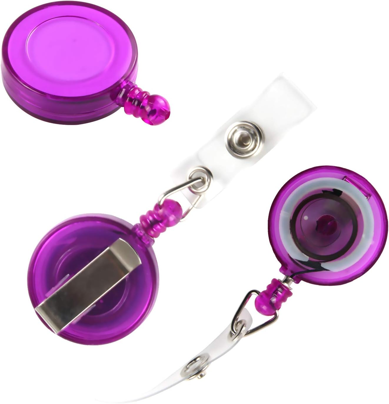 JANYUN 100 Pcs Badge Reels Retractable Badges Holder for ID Card Keychain Whistles Lanyards for School Office (Assorted Color)