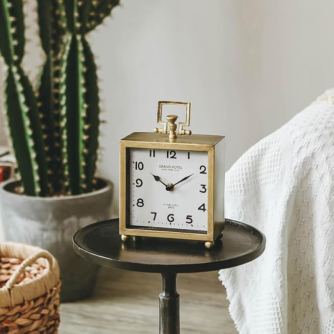 NIKKY HOME Vintage Gold Table Clock, Silent Classic Large Mantel Clock | - Image 3