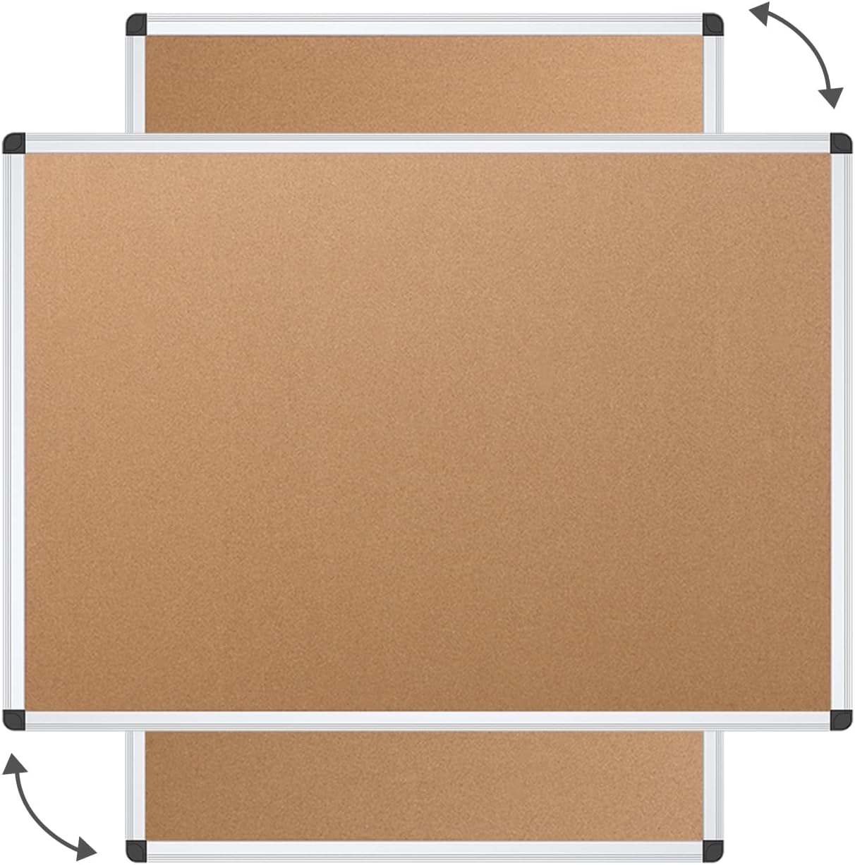 VIZ-PRO Large Cork Bulletin Board, 60 X 36 Inches, Wall-Mounted Corkboard with Silver Aluminium Frame for School, Office, and Home 5' X 3'