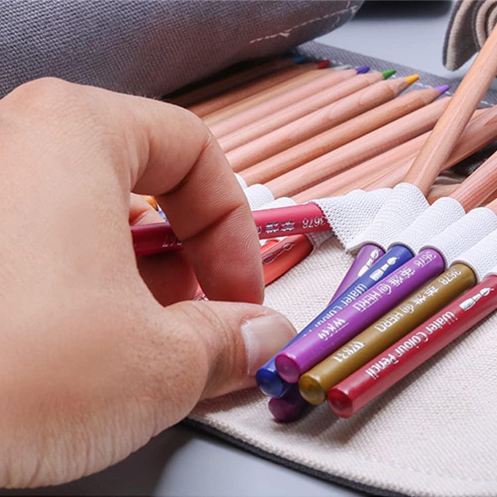 DIYOMR 24/36/72 Slots Pencil Wrap Pencil Rolls, Artist Colored Pencils Roll Up Bag Short Brushes Pouch Case Pencils Organizer for Drawing Coloring and Sketching (Grey, 72slots)