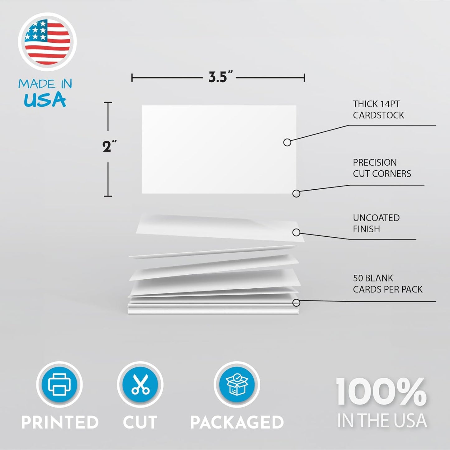 Home Advantage 2x3.5 Blank Index Cards - Our 50 Pack of Blank Note Cards Use Heavy Duty Cardstock to Make Them Bleed Proof - These Plain Index Cards Make Great Blank Business Cards & Blank Flashcards