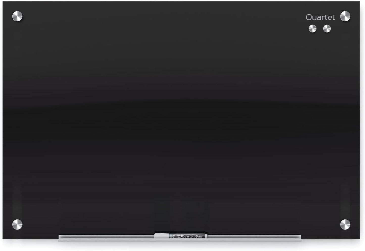 Quartet Glass Whiteboard, Magnetic Dry Erase White Board, 36" x 24", Black Surface, Infinity (G3624B)