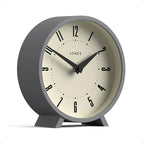 JONES CLOCKS® Venus Desk Clock | Modern Round Design | Gray | Stylish Retro Look by JONESCLOCKS