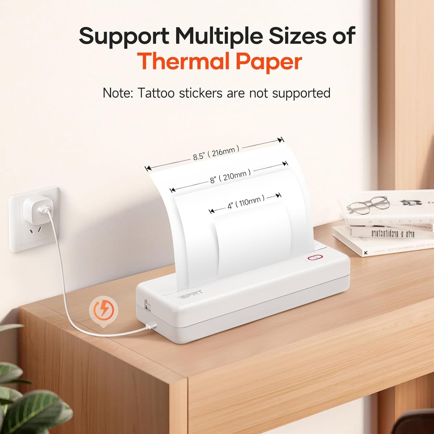 iDPRT MT890 Series Portable Thermal Printer, Suitable for Paper Rolls (White)