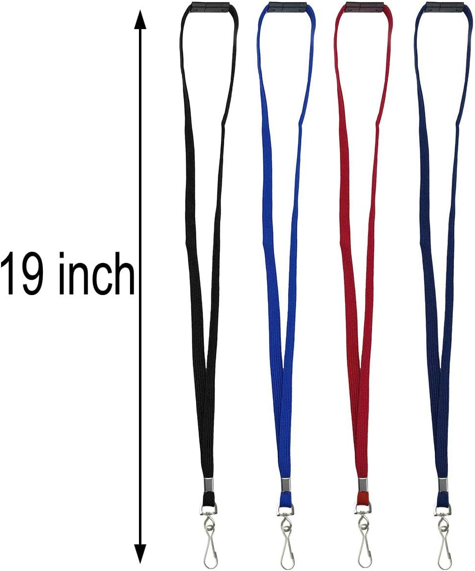 Bird Fiy Lanyards Safety Black Lanyards Neck Flat Premium Breakaway Badge Lanyard with J-Hook for ID Nametag Badge Holder (Navy Blue, 50 PCS)