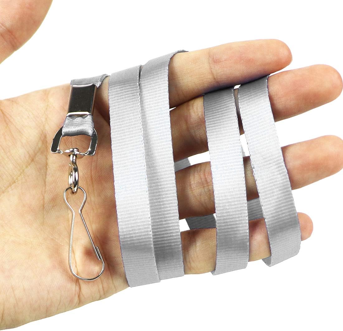 Bird Fiy Gray Bulk Lanyards for Id Badges Nylon Neck Flat Lanyard for ID Name Badge Holder/Name Tag (Gray, 50Pcs)