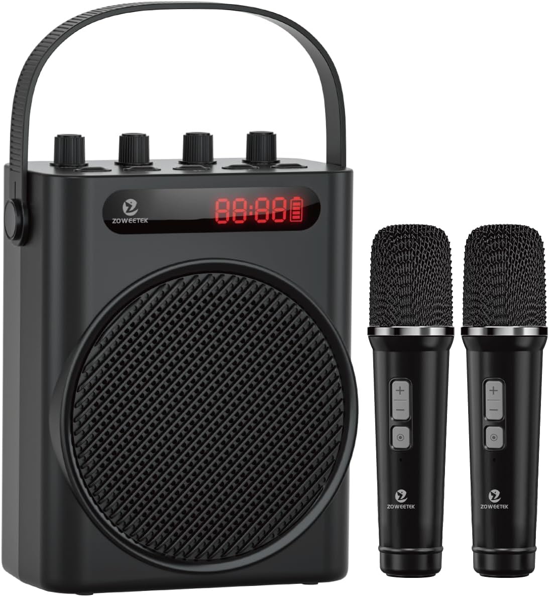 ZOWEETEK Powerful Voice Amplifier with 2 Wireless Microphones Handheld, Portable Speaker with Microphone, Karaoke Machine,Buletooth Speaker PA System,Portable Megaphone,Support TF Card,USB,Guitar,Aux