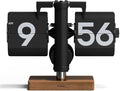 mooas Classic Modern Wood Mini Flip Desk Clock, Retro Vintage Analog Design by mooas