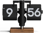 mooas Classic Modern Wood Mini Flip Desk Clock, Retro Vintage Analog Design by mooas
