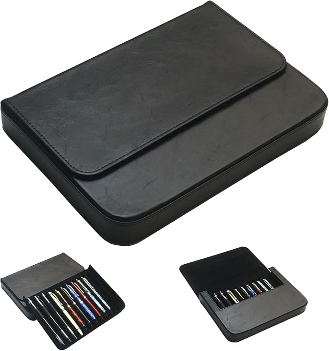PU Leather 12 Fountain Pen/Pencil Tray Case Organizer, Fashion Design, Magnetic by MIVLXLX