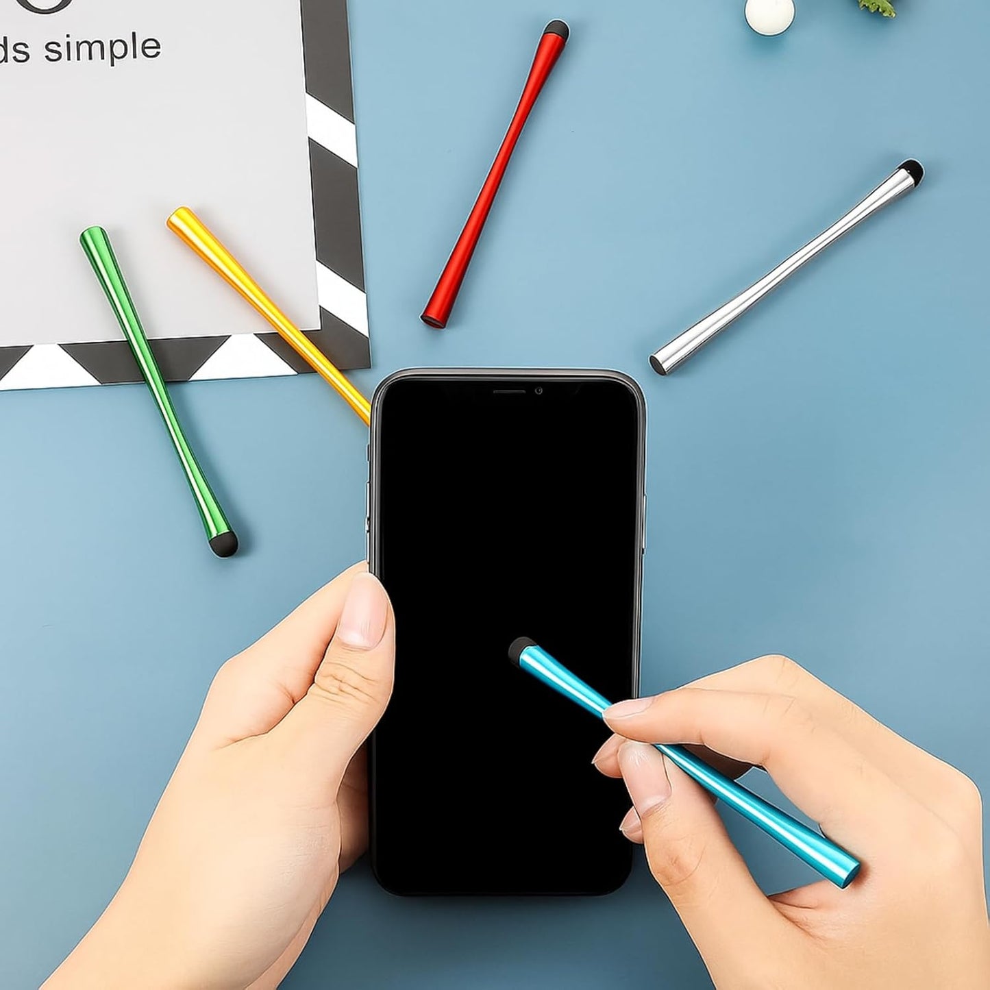Outus 8 Pcs Slim Waist Stylus Pen for Touchscreen, Stylus Pen with Rubber Tips - Compatible with Ipad, iPhone, Android, 8 Additional Replaceable Fiber Tips