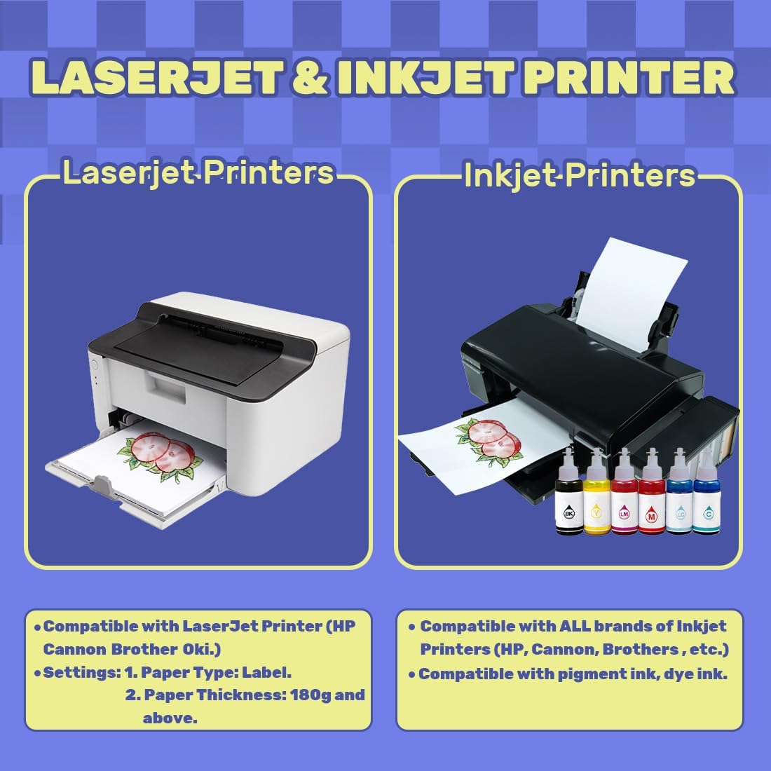 TranSmile Heat Transfer Paper for Inkjet & Laserjet Printer (20 Sheets, 8.5 x 11") Printable Heat Transfer Vinyl for Light Fabrics Iron on Transfers for T Shirts(L3-20)