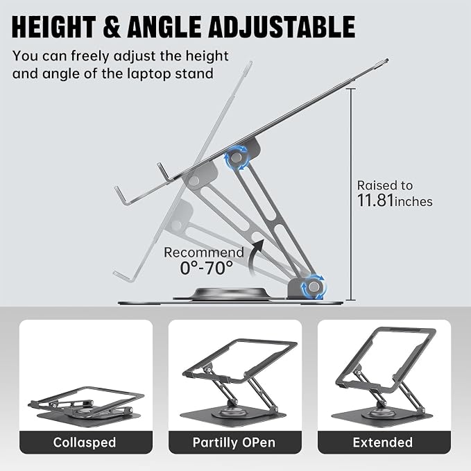 JOYEKY Laptop Stand for Desk, Adjustable Computer Stand - Image 4